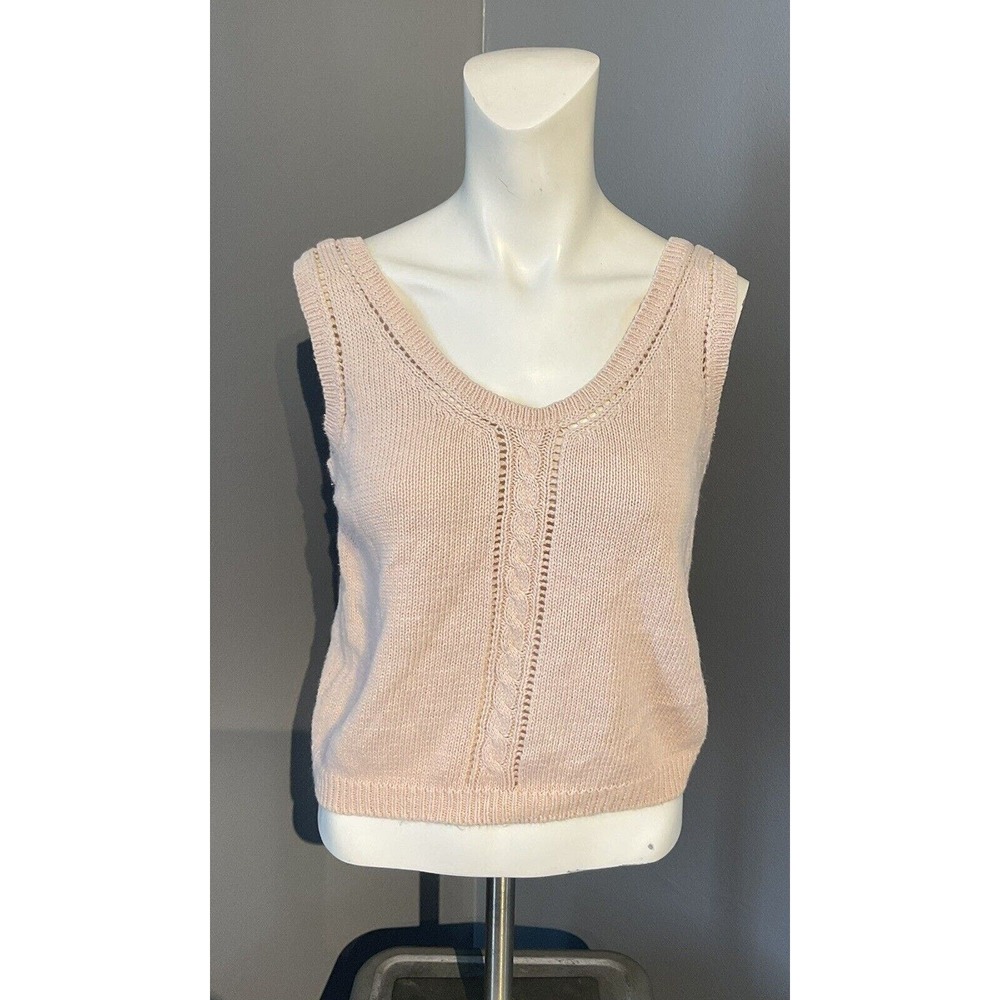 Women’s Vintage Idioms Peachy Cropped Sweater Vest Size Medium 70s